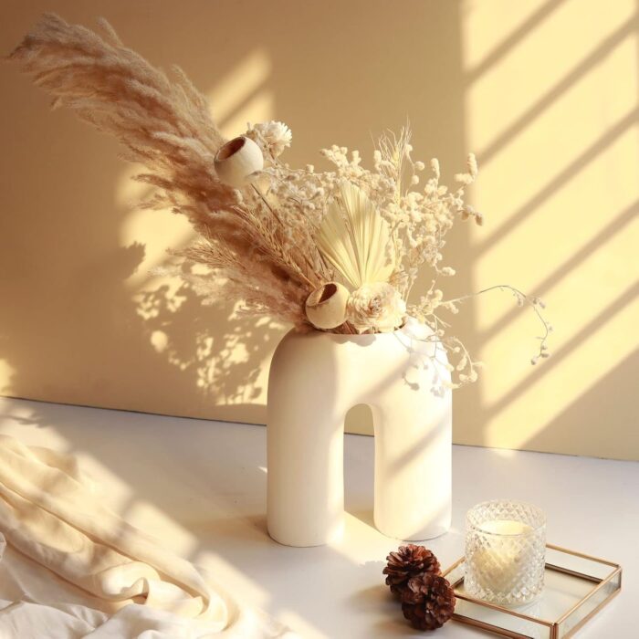 Modern U-Shaped Ceramic Vase – Nordic Arched Minimalist White Porcelain Flower Vase for Table, Shelf & Home Decor - Image 6