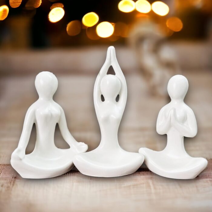 Yoga Girl Ceramic Figurines Set of 3 – Abstract White Sculptures for Home, Office, Meditation Room & Gift Décor - Image 5