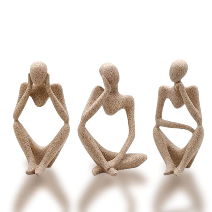 Abstract Thinker Statue Set of 3 – Modern Minimalist Resin Sculptures for Home, Office, and Desk Decor - Image 3