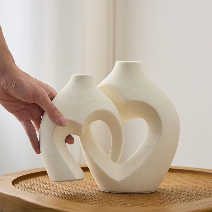 Heart-Shaped Ceramic Vase Set of 2 – Modern Nordic Decorative Vases for Home, Wedding, Table, and Office Centerpieces - Image 7