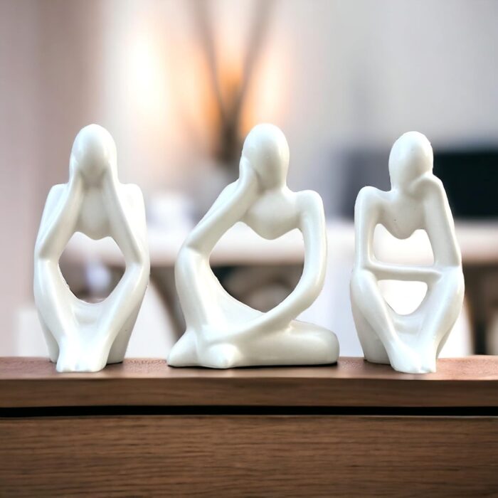 Abstract Thinker Statue Set of 3 – Modern Minimalist Resin Sculptures for Home, Office, and Desk Decor - Image 2