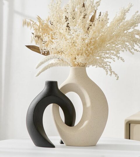 Modern Snuggle-Shaped Ceramic Vase Set – Nordic Minimalist Abstract Decorative Vases for Home, Table, and Shelf Decor