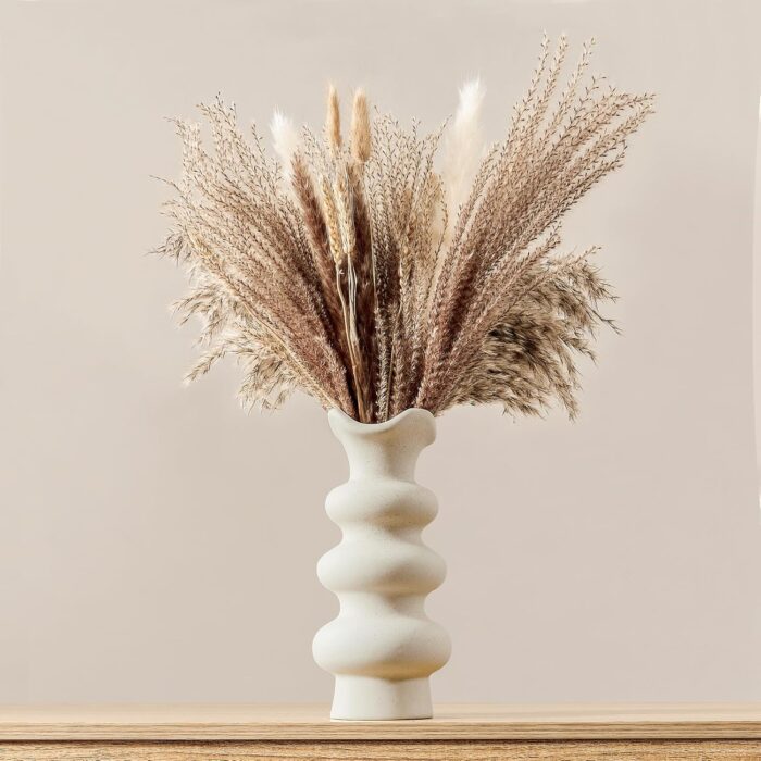 Rippled Ceramic Vase – Modern Nordic Wavy Edge Flower Vase for Minimalist & Boho Home Decor - Image 4