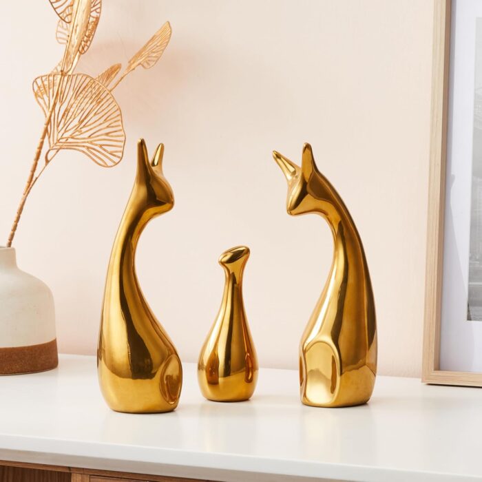 Ceramic Deer Family Figurines – Modern Minimalist Decorative Set of 3 Sculptures for Home & Office Tabletop Decor - Image 6