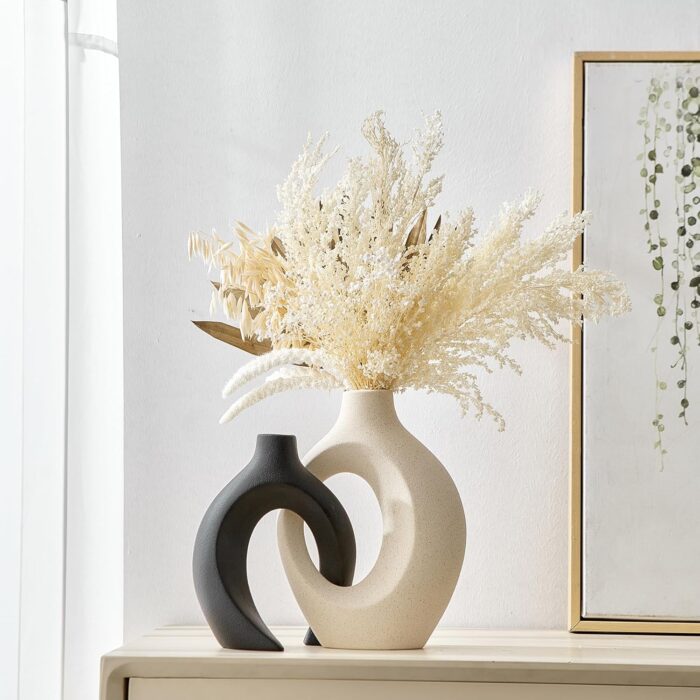 Modern Snuggle-Shaped Ceramic Vase Set – Nordic Minimalist Abstract Decorative Vases for Home, Table, and Shelf Decor - Image 2