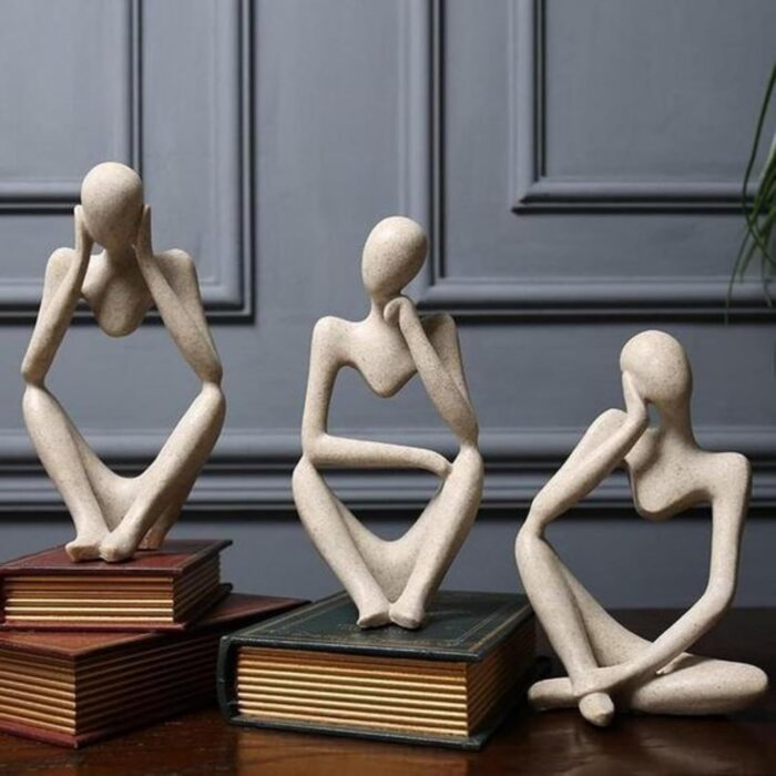 Abstract Thinker Statue Set of 3 – Modern Minimalist Resin Sculptures for Home, Office, and Desk Decor - Image 9