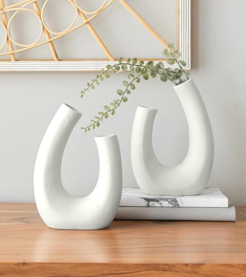 Modern Abstract Ceramic U-Shaped Vase – Minimalist Nordic Home Decor
