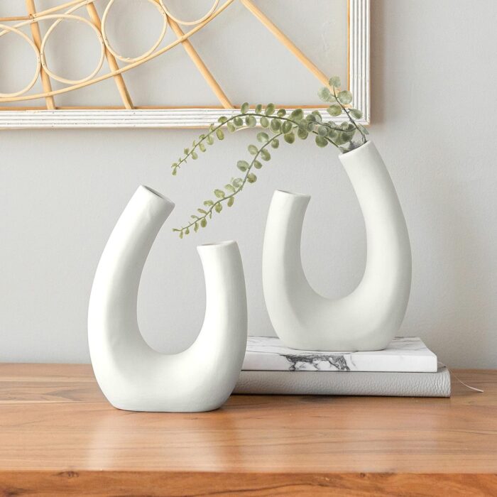 Modern Abstract Ceramic U-Shaped Vase – Minimalist Nordic Home Decor
