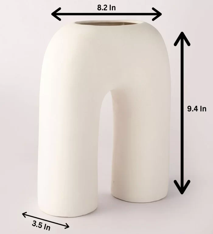 Modern U-Shaped Ceramic Vase – Nordic Arched Minimalist White Porcelain Flower Vase for Table, Shelf & Home Decor - Image 9