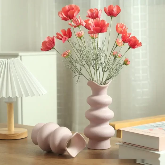 Rippled Ceramic Vase – Modern Nordic Wavy Edge Flower Vase for Minimalist & Boho Home Decor - Image 9