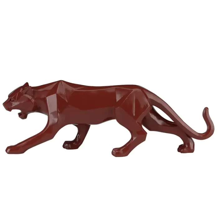 Modern Geometric Panther Sculpture – Resin Jaguar Statue for Home & Office Decor | Black, White, Gold, Red Finishes - Image 6