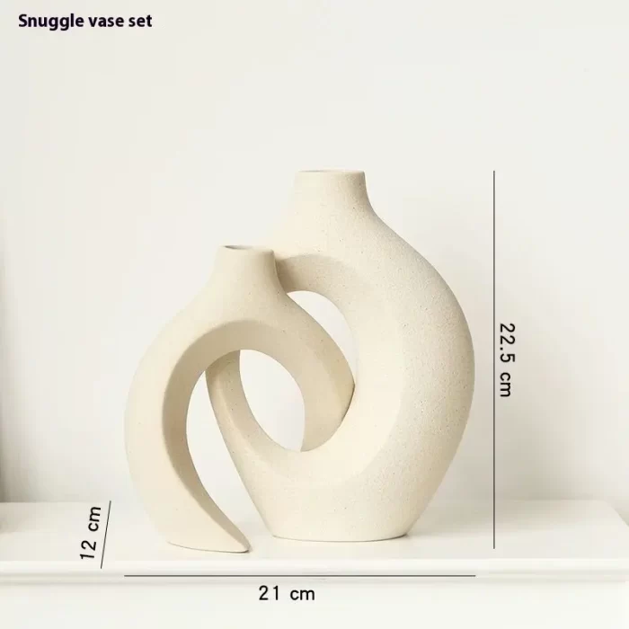 Modern Snuggle-Shaped Ceramic Vase Set – Nordic Minimalist Abstract Decorative Vases for Home, Table, and Shelf Decor - Image 7
