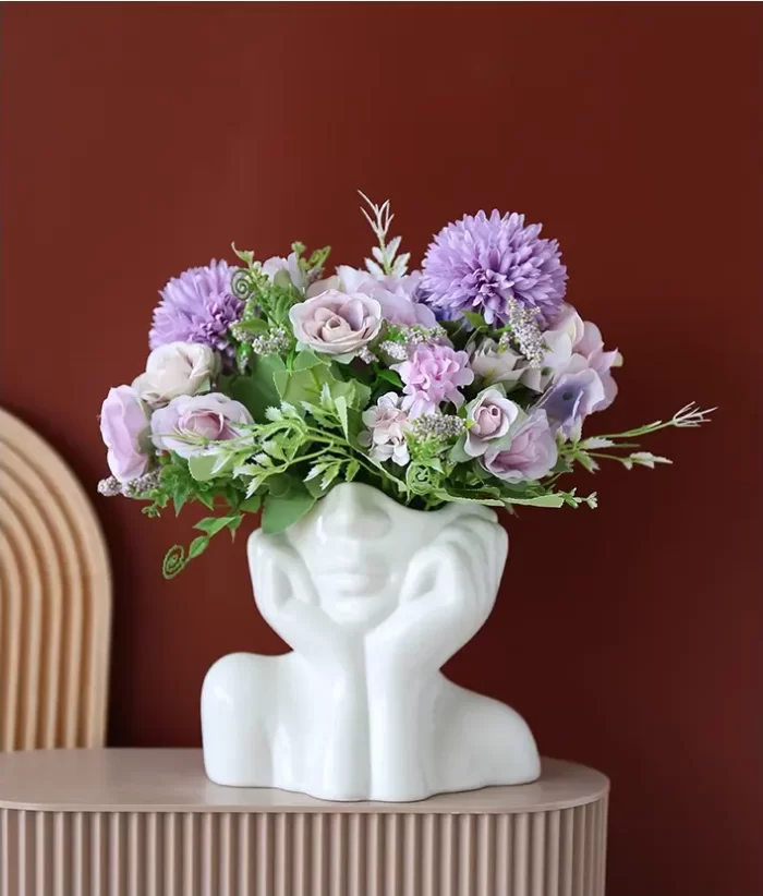 Ceramic Female Lady Face Vases, Home Decor Items, Flower Vastu Pampas Grass Premium Luxury Vases, Decoration Table Gift - Image 7