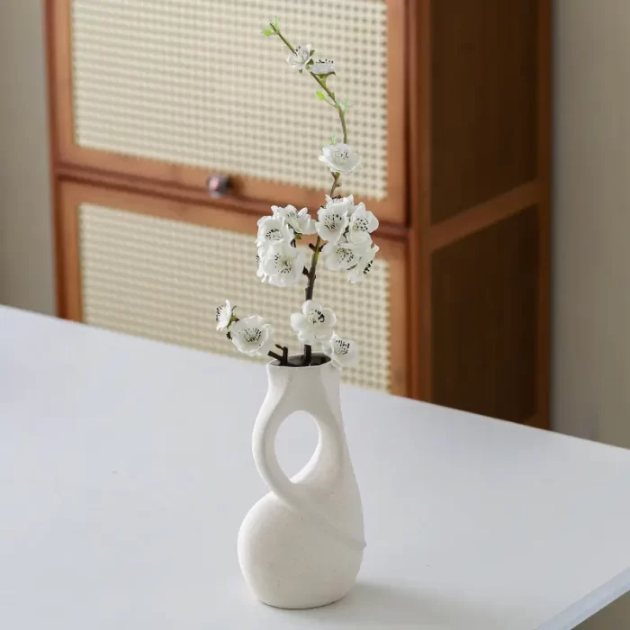 Modern Abstract Ceramic Vase – Sculptural Minimalist Matt Finish Vase for Home Living Room, Table, Office & Shelf Decor - Image 4
