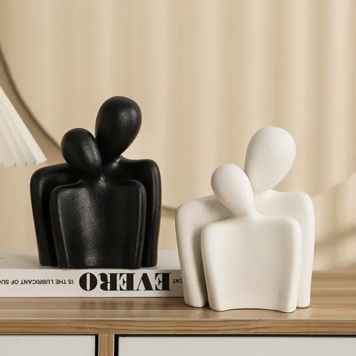 Romantic Couple Ceramic Sculpture – Abstract Modern Love Statue for Home, Office, Wedding or Anniversary Gift - Image 7