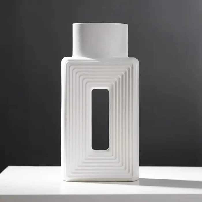 Modern Square Hollow Ceramic Vase – Minimalist Nordic Boho Style for Living Room, Shelf, Table, and Wedding Decor - Image 8