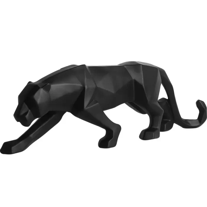 Modern Geometric Panther Sculpture – Resin Jaguar Statue for Home & Office Decor | Black, White, Gold, Red Finishes - Image 7