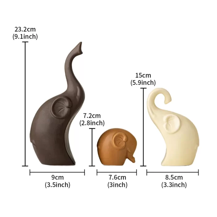 Elephant Family Ceramic Figurine Set – Modern Minimalist Home Decor Ornaments for Living Room, Shelf, or Gift (Set of 3) - Image 5