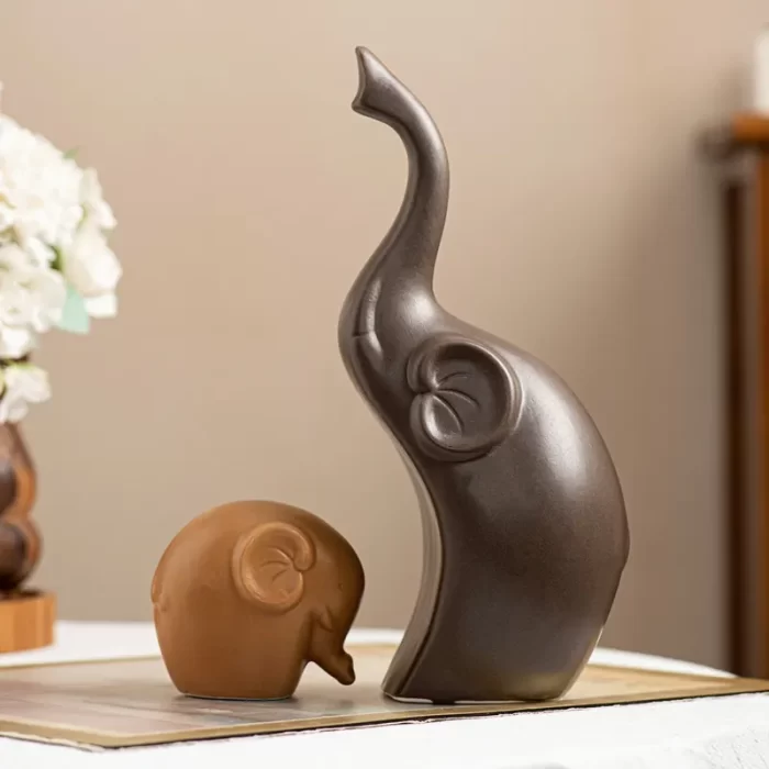 Elephant Family Ceramic Figurine Set – Modern Minimalist Home Decor Ornaments for Living Room, Shelf, or Gift (Set of 3) - Image 6
