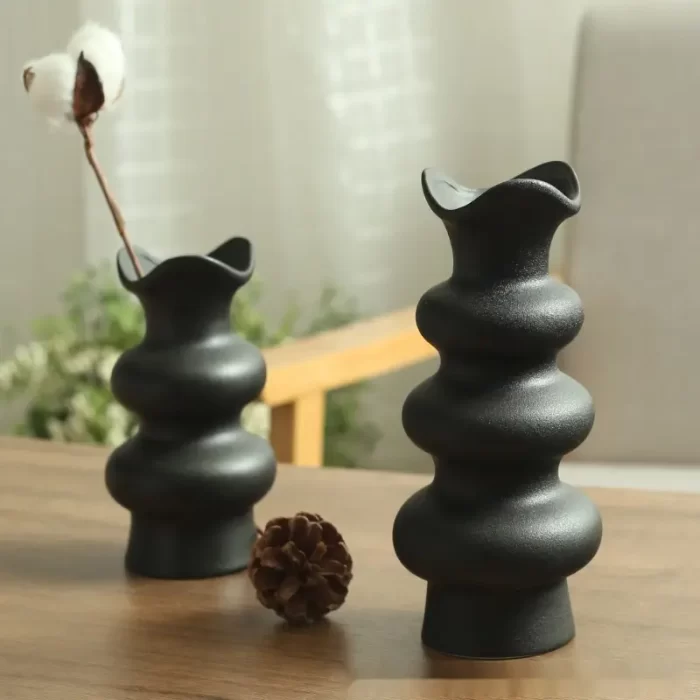 Rippled Ceramic Vase – Modern Nordic Wavy Edge Flower Vase for Minimalist & Boho Home Decor - Image 10