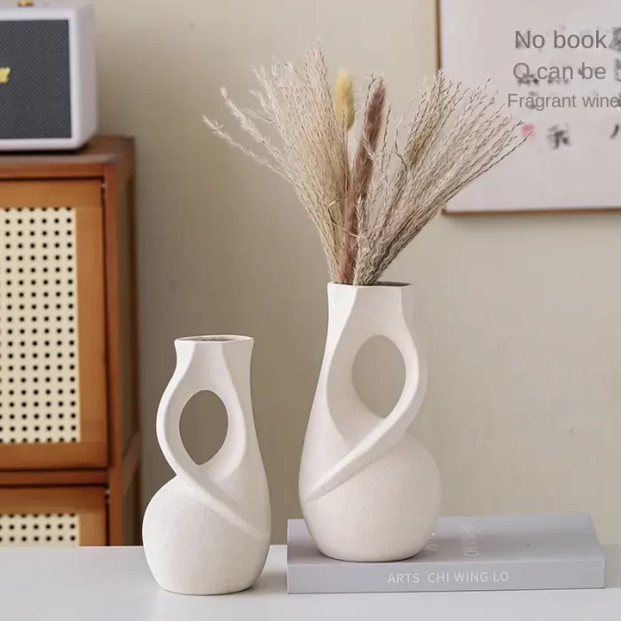 Modern Abstract Ceramic Vase – Sculptural Minimalist Matt Finish Vase for Home Living Room, Table, Office & Shelf Decor