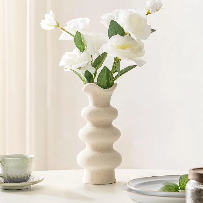 Rippled Ceramic Vase – Modern Nordic Wavy Edge Flower Vase for Minimalist & Boho Home Decor - Image 11