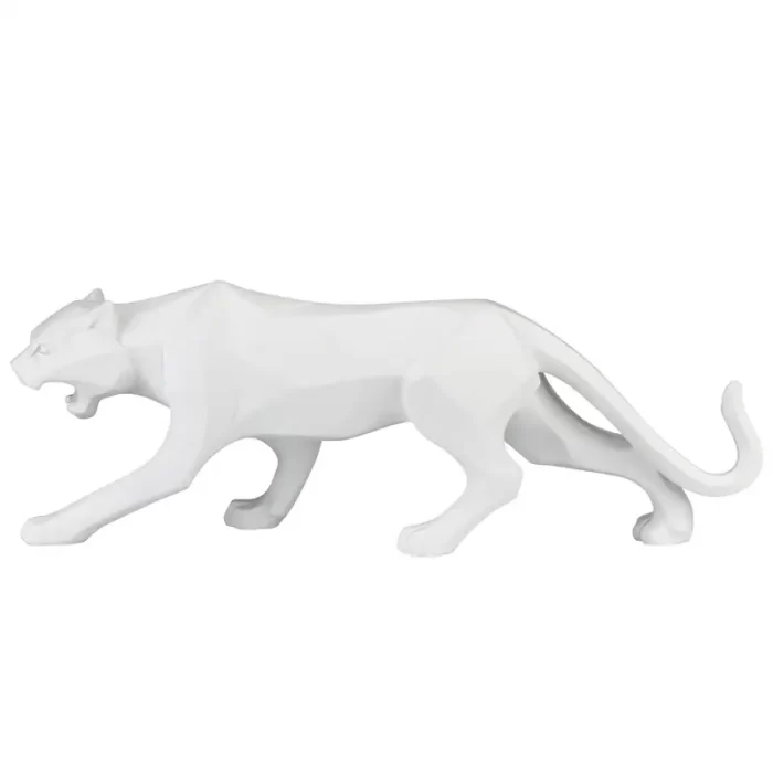 Modern Geometric Panther Sculpture – Resin Jaguar Statue for Home & Office Decor | Black, White, Gold, Red Finishes - Image 5