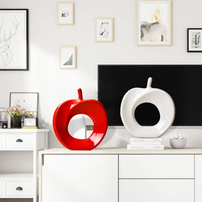 Apple-Shaped Ceramic Showpiece Set – Decorative Black & Red Apple Ornaments for Tabletop, Shelf & Home Decor (Pack of 2) - Image 5