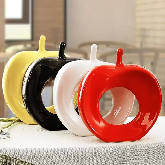Apple-Shaped Ceramic Showpiece Set – Decorative Black & Red Apple Ornaments for Tabletop, Shelf & Home Decor (Pack of 2) - Image 4