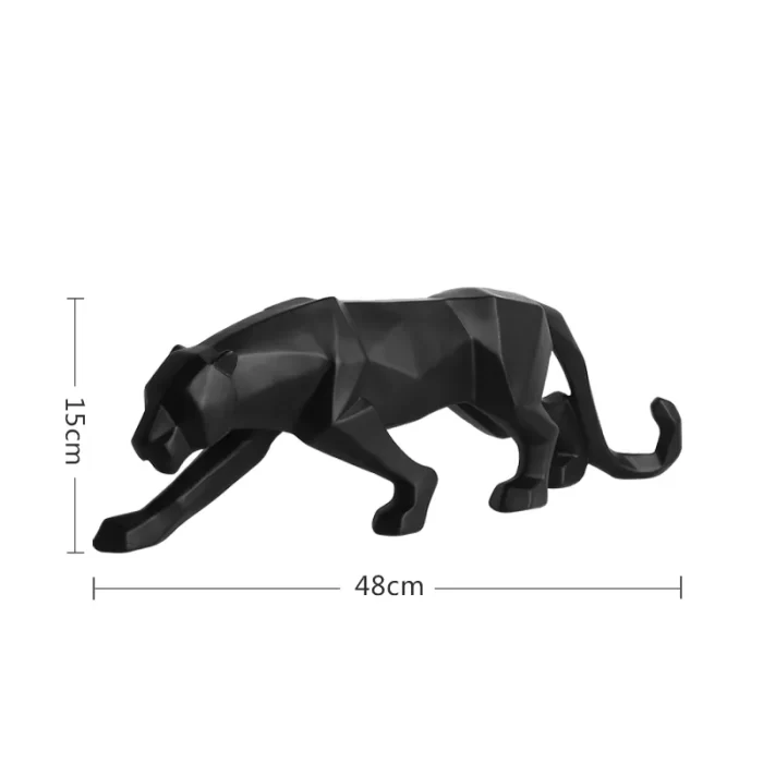 Modern Geometric Panther Sculpture – Resin Jaguar Statue for Home & Office Decor | Black, White, Gold, Red Finishes - Image 10