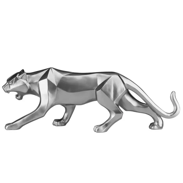 Modern Geometric Panther Sculpture – Resin Jaguar Statue for Home & Office Decor | Black, White, Gold, Red Finishes - Image 8