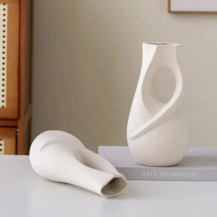 Modern Abstract Ceramic Vase – Sculptural Minimalist Matt Finish Vase for Home Living Room, Table, Office & Shelf Decor - Image 5