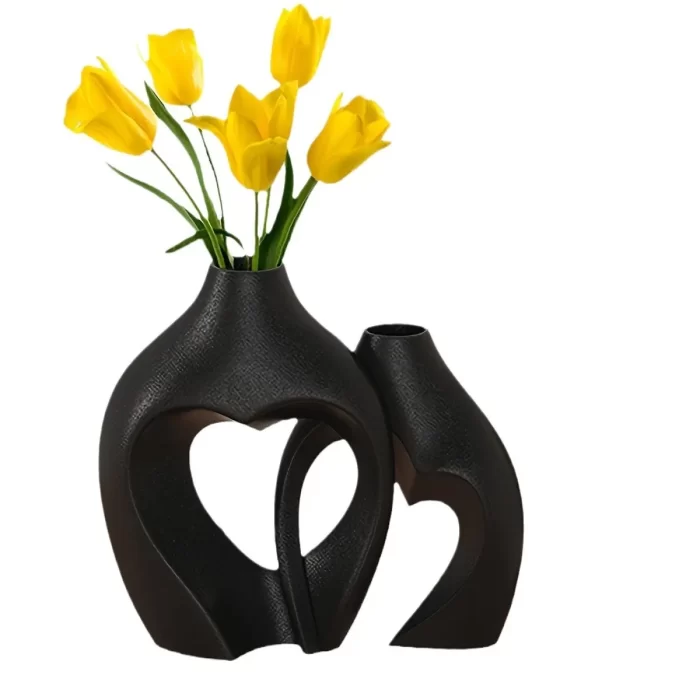 Heart-Shaped Ceramic Vase Set of 2 – Modern Nordic Decorative Vases for Home, Wedding, Table, and Office Centerpieces - Image 2