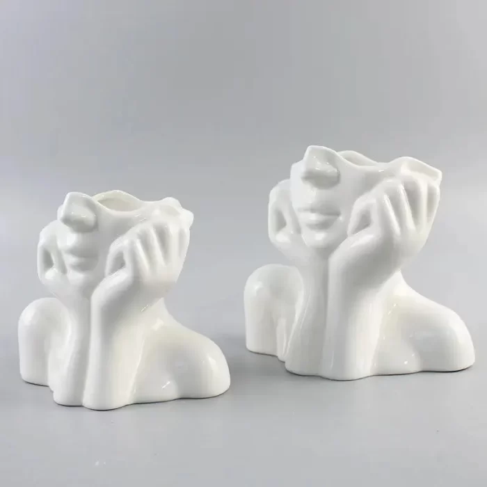 Ceramic Female Lady Face Vases, Home Decor Items, Flower Vastu Pampas Grass Premium Luxury Vases, Decoration Table Gift - Image 10