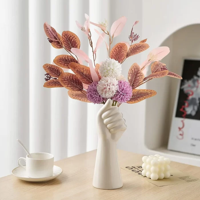 White Ceramic Hand Vase – Modern Art Hand-Shaped Bud Vase for Dried Flowers & Tabletop Decor - Image 5